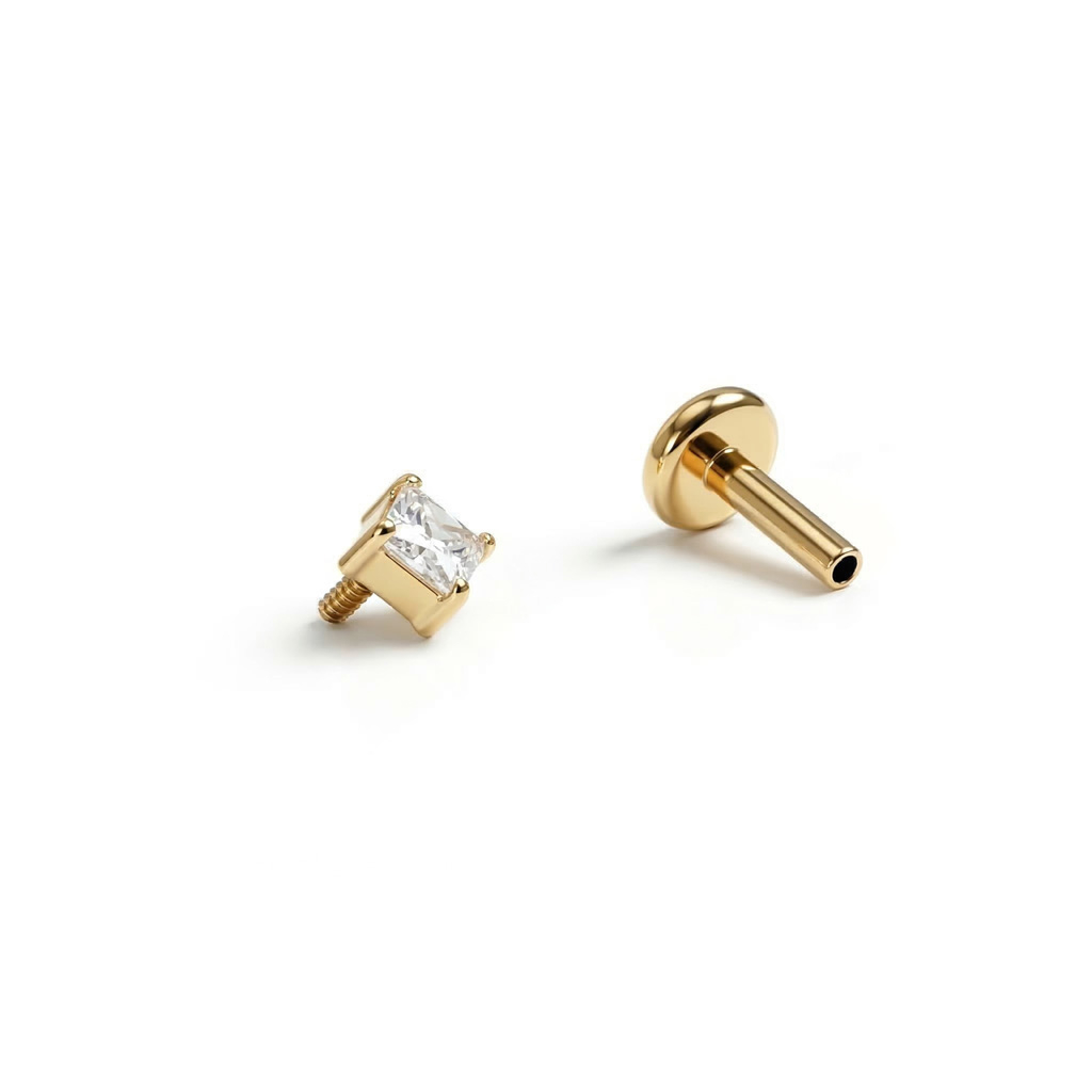 Titan-Labret mit diamantförmigem Schmuckstein 