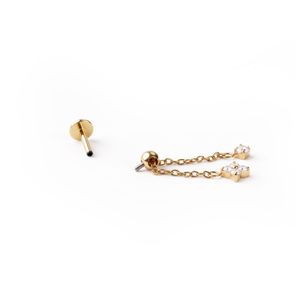 Titan-Labret mit beweglicher Kette und kleiner Blume