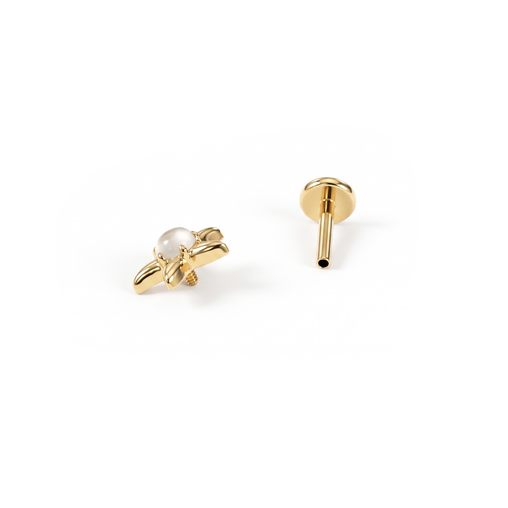 Seestern-Labret mit Mondstein aus Titan