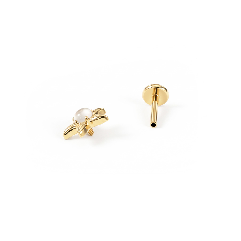 Seestern-Labret mit Mondstein aus Titan