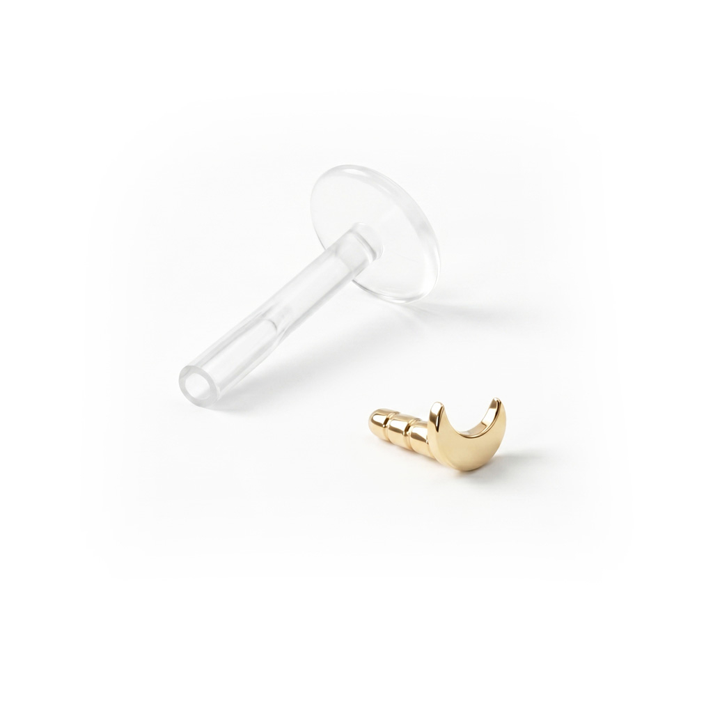 Labret aus 14 Karat Gold mit Halbmond