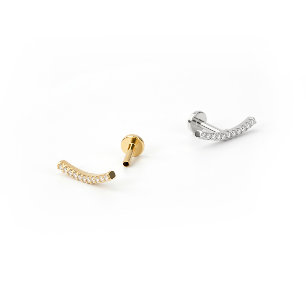 Labret mit Innengewinde und Bogen mit Steinen