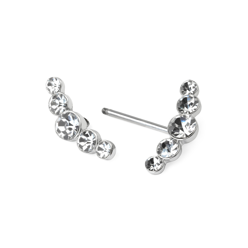 Brustwarzenpiercing mit gebogenen Steinreihen