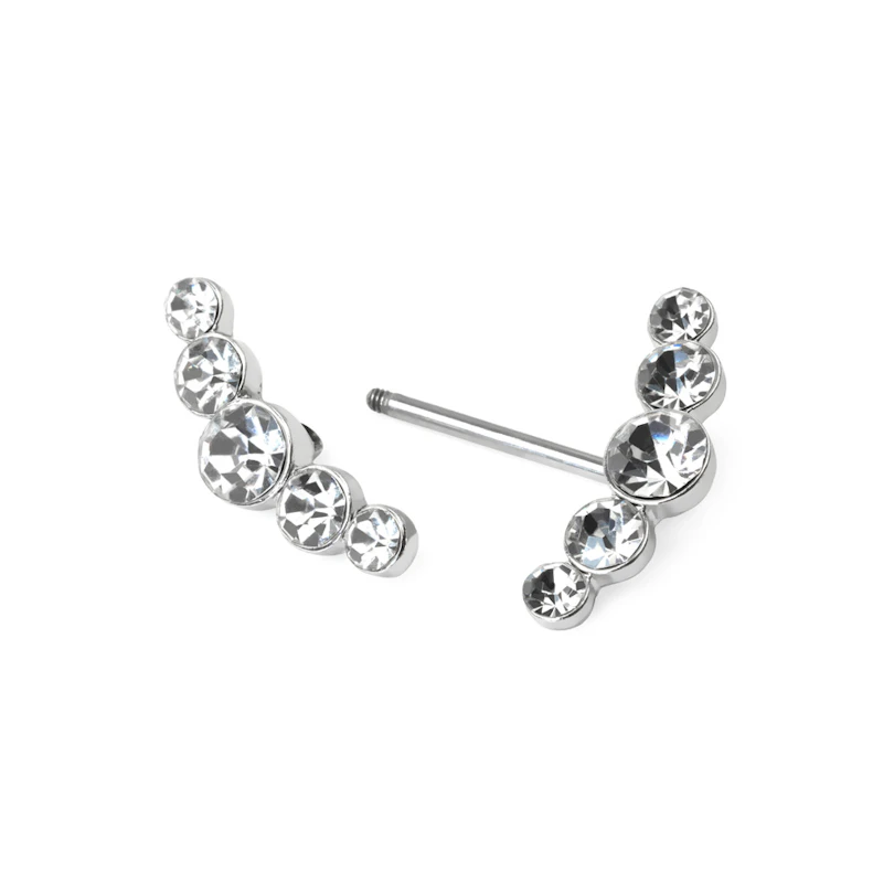 Brustwarzenpiercing mit gebogenen Steinreihen