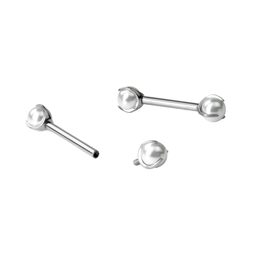 Titan-Stabpiercing mit Perlen für Brustwarzen