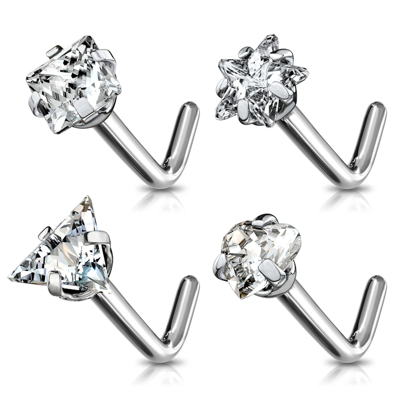 Nasenpiercing aus Titan mit verschiedenen Steindesigns