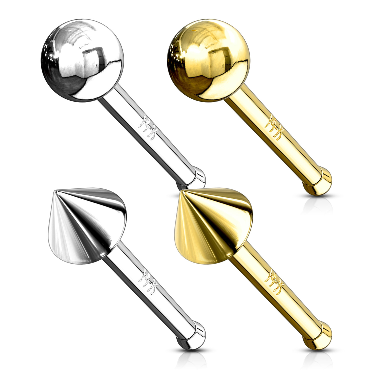 14 Karat Gold Nasenstecker mit einer Kugel oder Spike