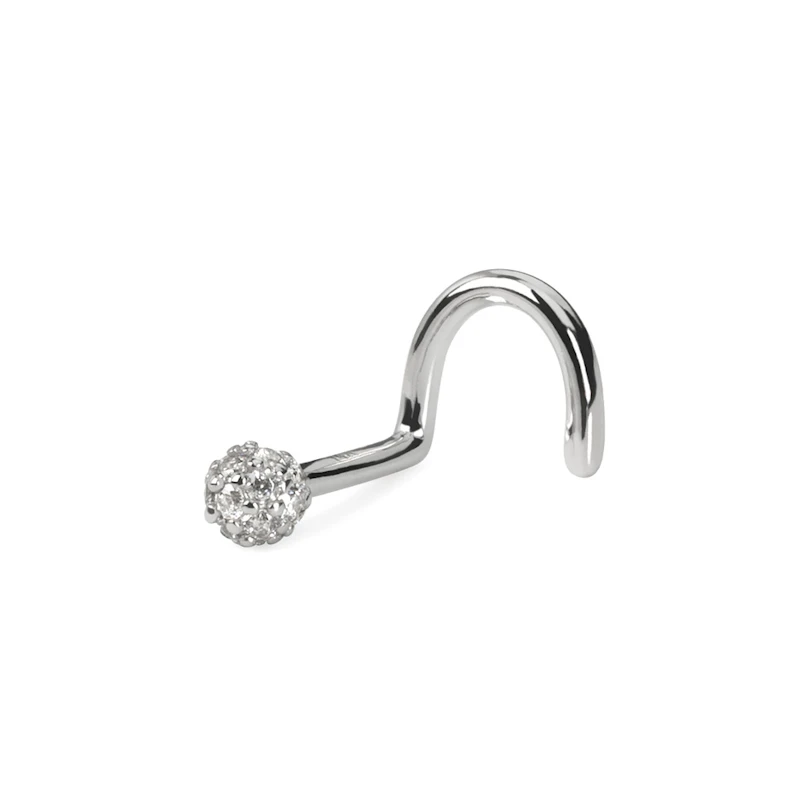14kt. Gold Nasenschraube mit eingefassten CZ-Steinen