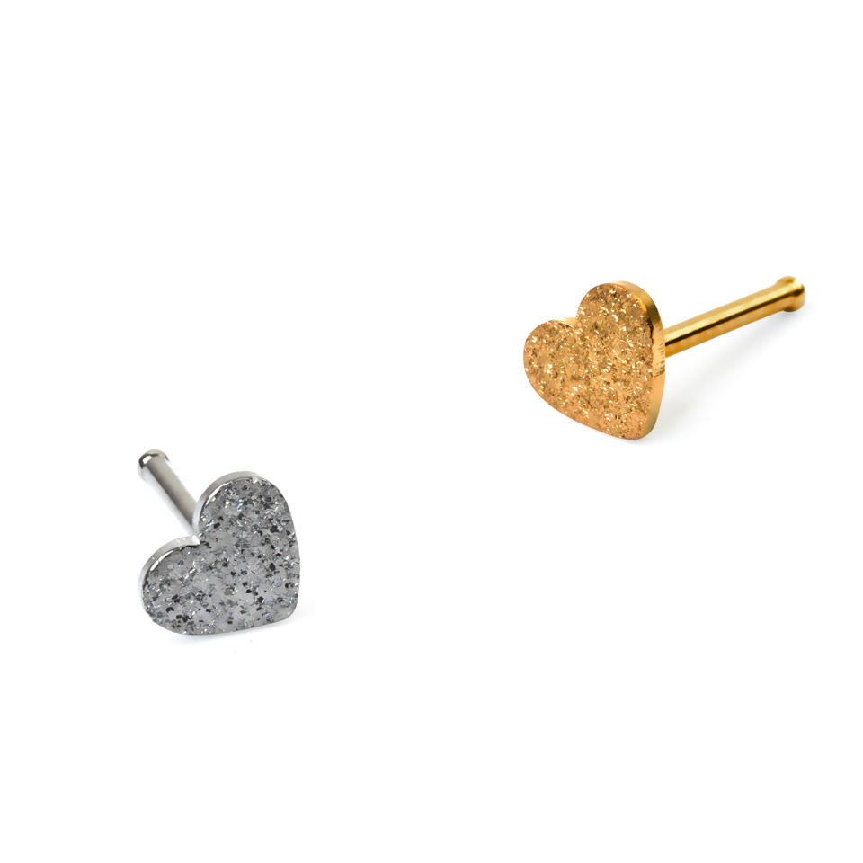 Nasenstecker mit Herz mit Diamanteffekt