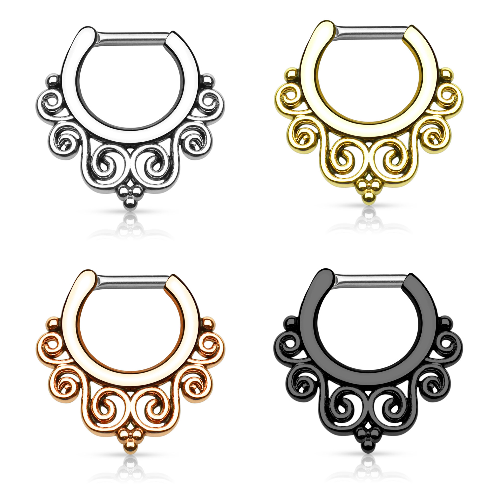 Septumpiercing mit verschnörkelten Design