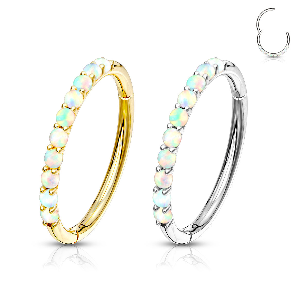 Endlosring aus 14 Karat Gold mit Scharnier und Opalsteinen