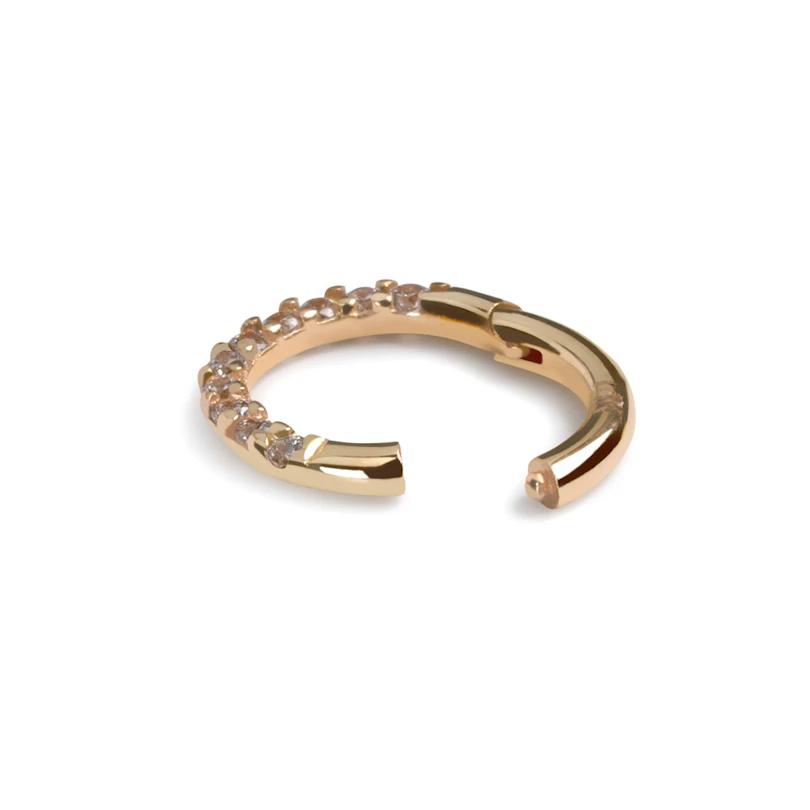 Ring aus 14kt. Gold mit steinbesetzten Halbkreis und Scharnier