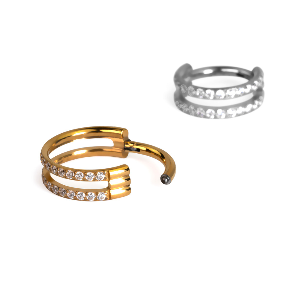 Doppelter steinbesetzter Titanring