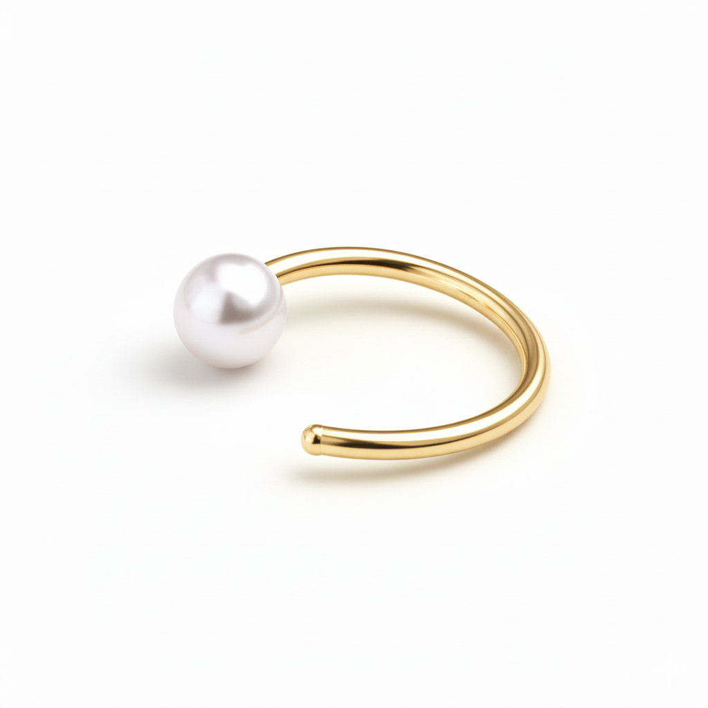 Offener Ring aus Titan mit Perle