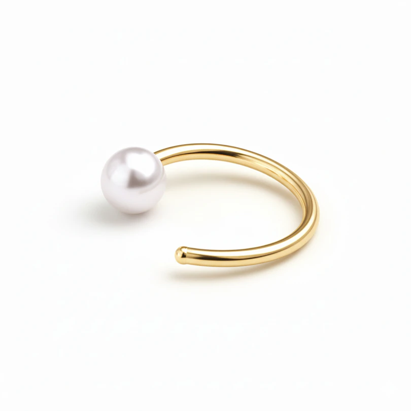 Offener Ring aus Titan mit Perle