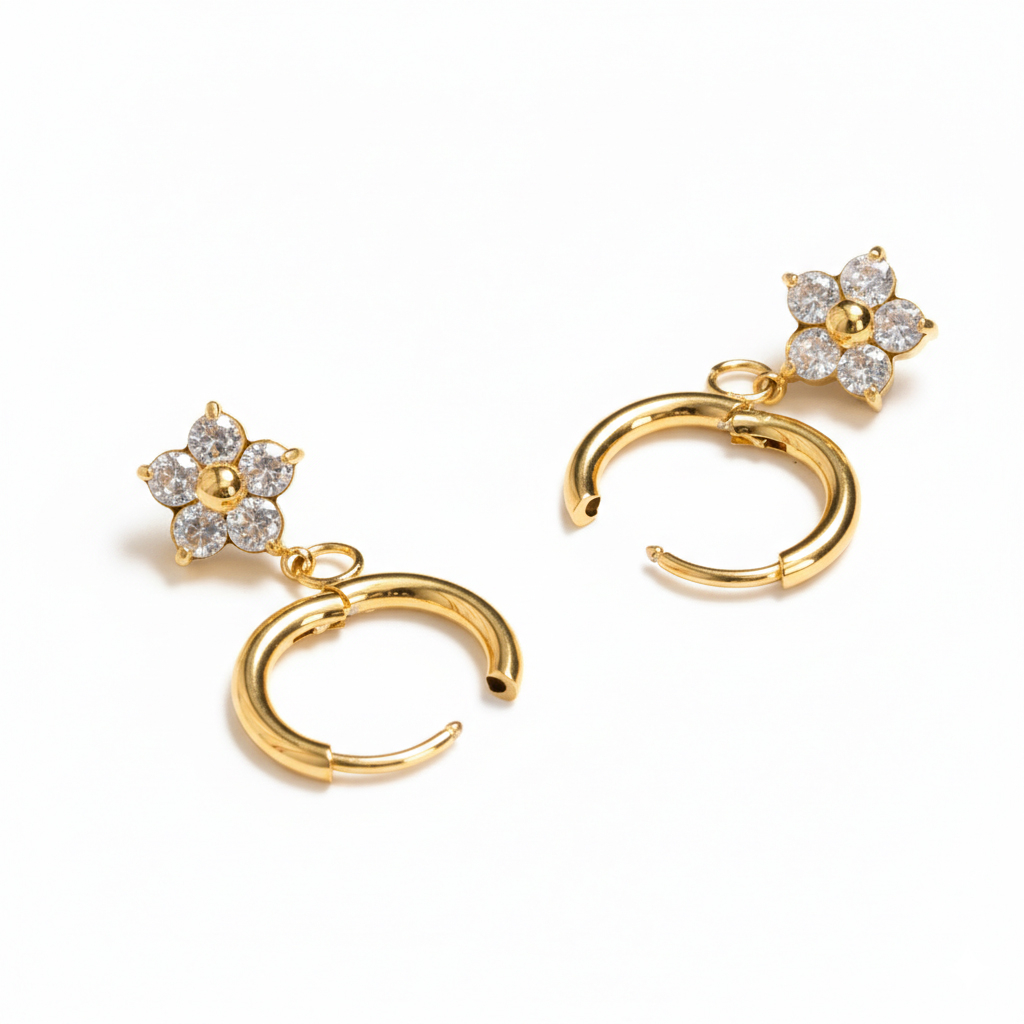 Paar Ohrringe mit Blumenanhänger