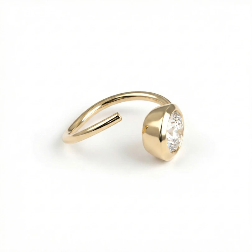 Einfacher Ring aus 14 Karat Gold mit einem Stein