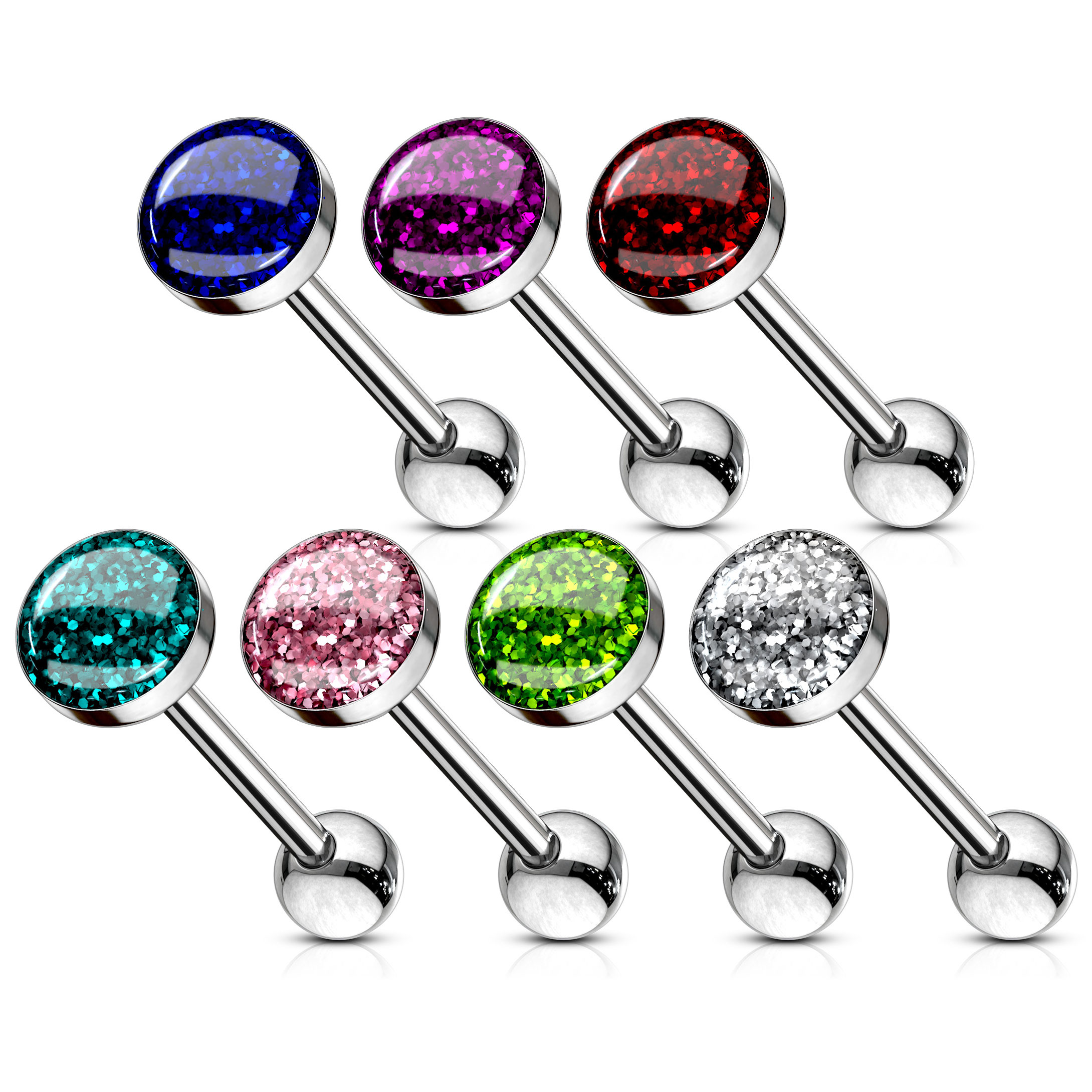 Zungenpiercing mit Glitzerkugel